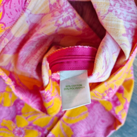 Lilly Pulitzer Resort Fit Elephant Floral Capri Pants Zip Pink Orange - Picture 9 of 13